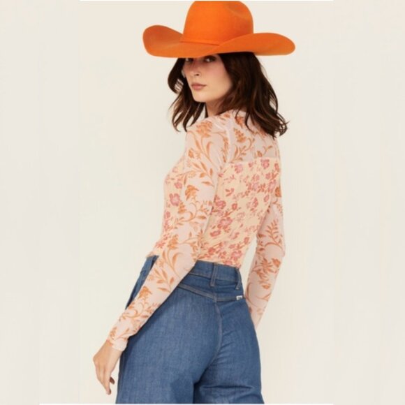 Free People Betty's Garden Floral Print Long Sleeve Top, Coral XS NWT - Picture 4 of 12